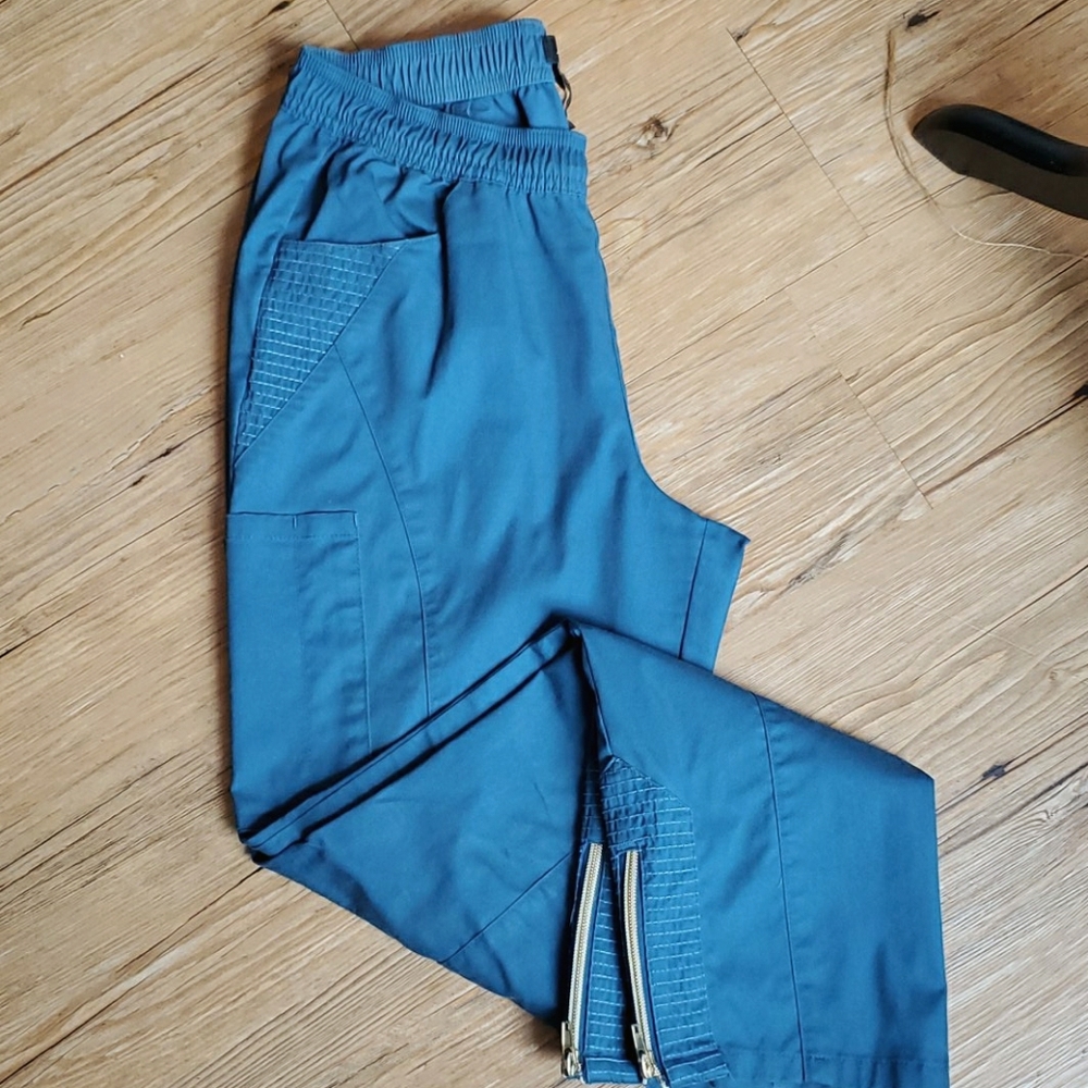 Jaanuu women's teal scrub pants